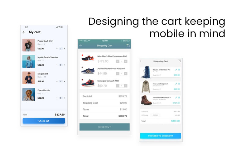Designing the cart keeping mobile in mind