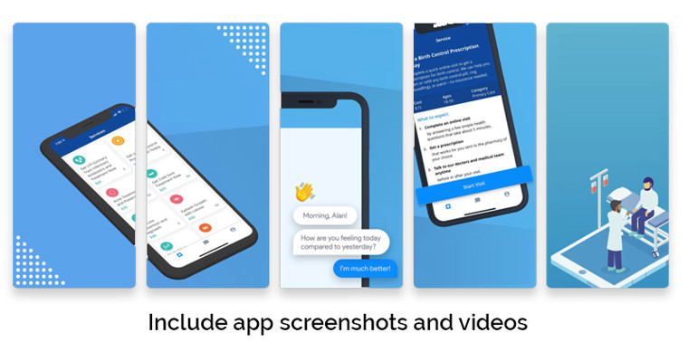 Include app screenshots and videos