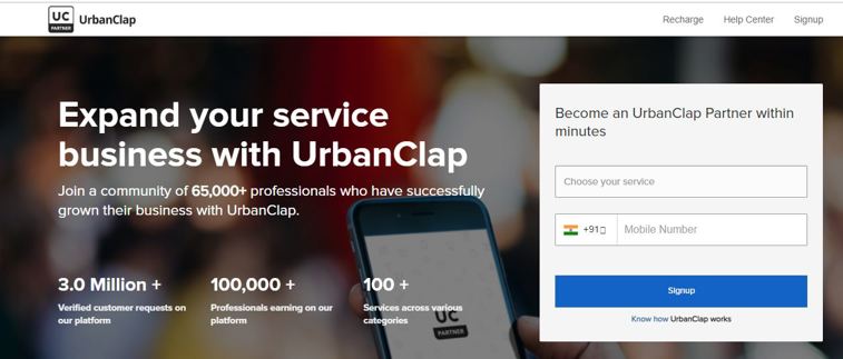 How does UrbanClap help the Service Provider Professionals