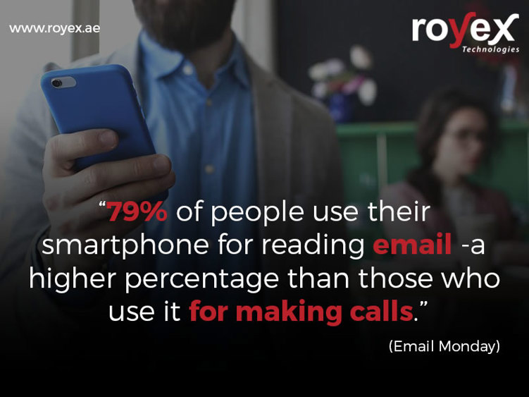 79% of individuals utilize their mobile phone for perusing email - a higher rate than the individuals who use it for making calls