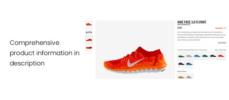 Comprehensive product information in description