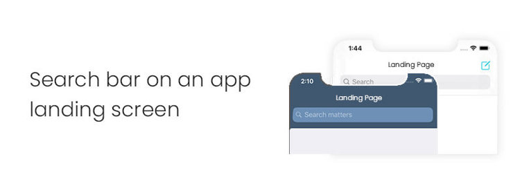 Search bar on an app landing screen