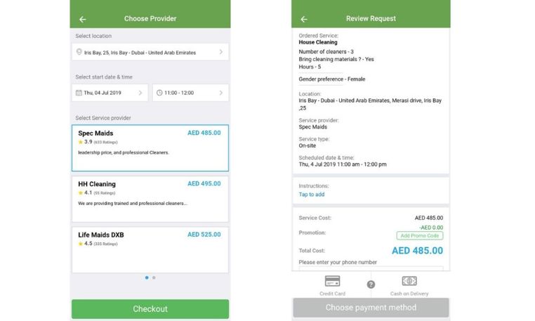 Make a payment or pay after the service