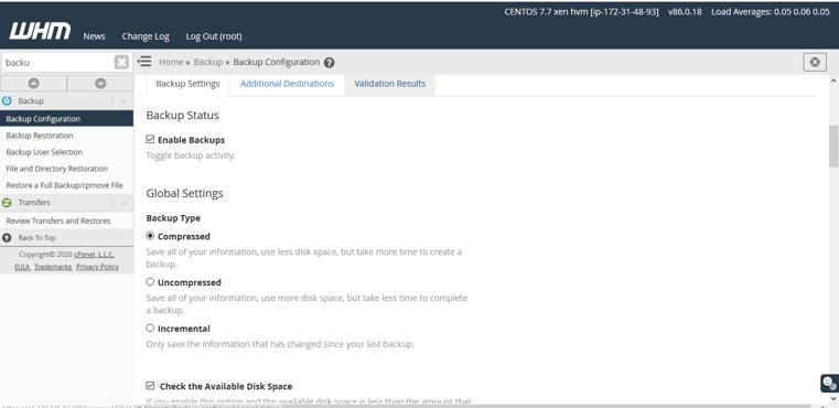 Backup configuration