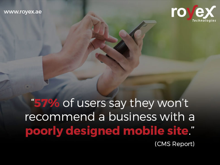 57% of clients state that they won't suggest a business with an inadequately designed mobile site.